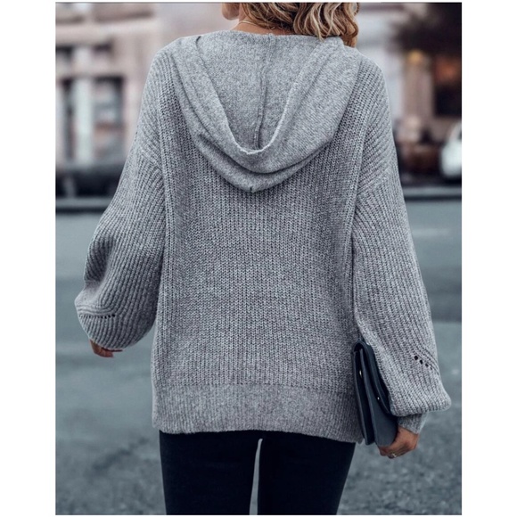 Cozy Button Hoodie Oversized Sweater Top - Picture 4 of 10